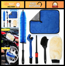 6-Piece Motorcycle Cleaning Brush Kit - Detailing Wash Set with Easy Reach, Chai