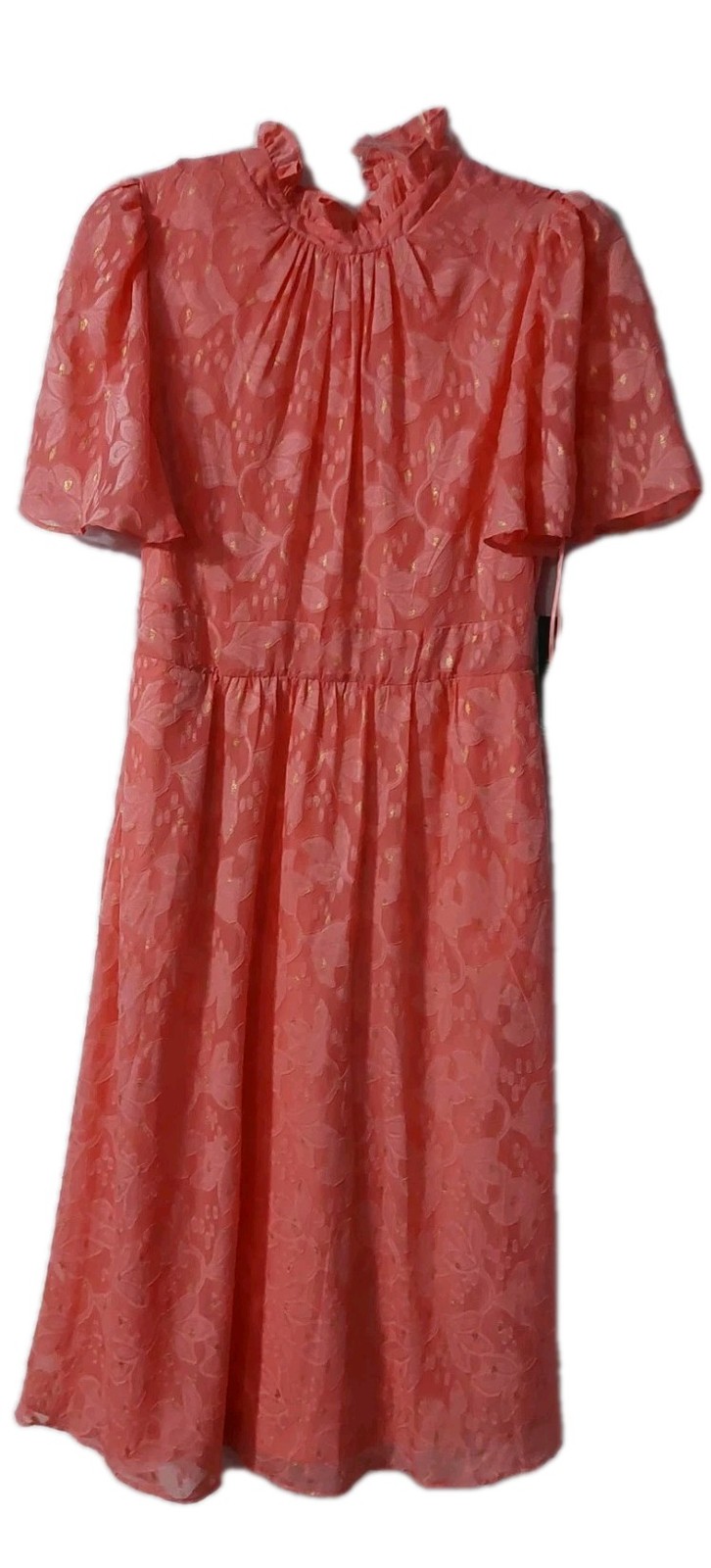 Maia Womens Dress Size 8 Pink Gold Ruffled Bright Flutter Sleeve Fairy