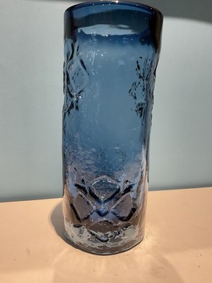 WEDGWOOD Glass - Ronald Stennett Willson - SNOWFLAKE Vase - Blue RSW25 10 1/8''