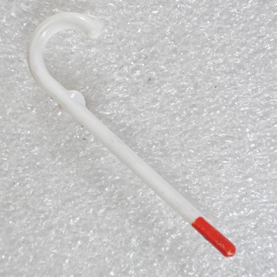 White Plastic Cane Pin Lapel Miniature Red Tip Pinback Collectible Prop