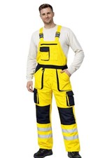 Hi Vis Bib Brace Dungarees Mens Reflective Safety Workwear Overalls For Site Use