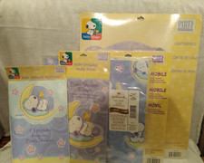 Vintage Hallmark Baby Snoopy 5 Baby Shower Items All in Original Sealed Packages