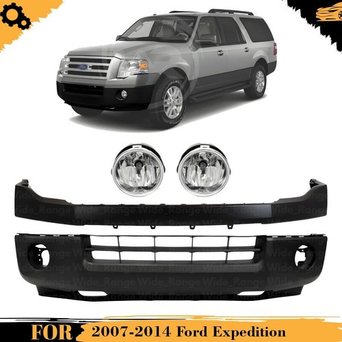 Front Bumper Cover Fascia & Fog Light Assembly Kit For 2007-2014 Ford Expedition