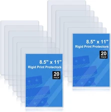 20 PCS 8.5x11" Rigid Print Protectors Hard Plastic Waterproof Document Holder