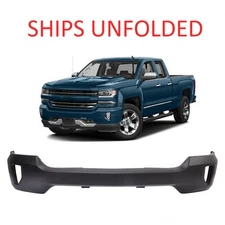 Black Front Bumper Face Bar w/Fog Light Hole For 2016-2019 Chevry Silverado 1500