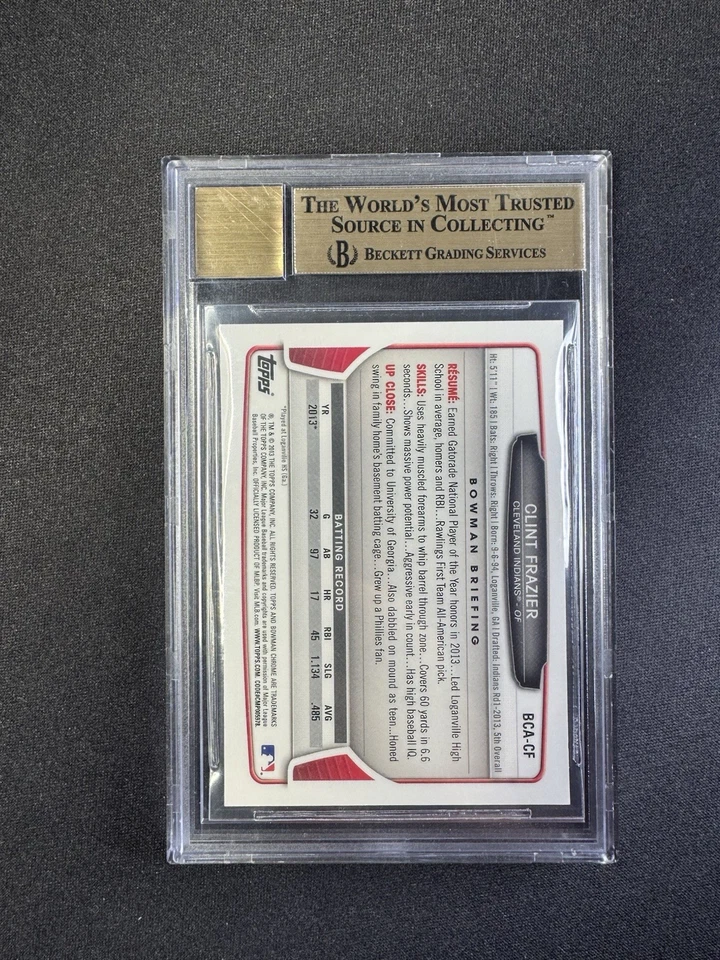 2013 Bowman Chrome Draft Clint Frazier Auto #BCA-CF Indians GEM MINT BGS 9.5/10 - Image 2 of 2
