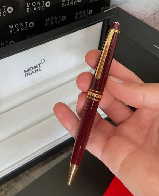 New Montblanc Meisterstuck 164R Burgundy Red Gold Trim Classique Ballpoint Pen