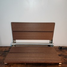 Bilanx 26" Folding Shower Seat Walnut HDPE Brushed Stainless Frame Wall Mount