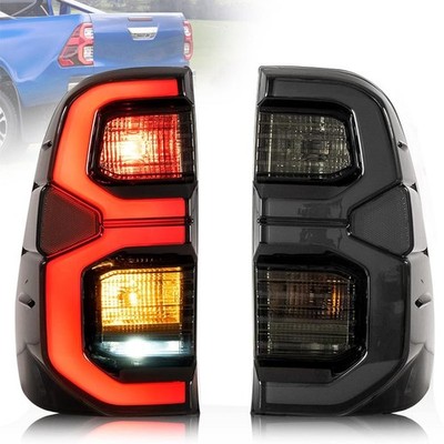 2x Dynamic LED Tail Light Rear Brake Lamp Für Toyota Hilux Revo 2016-2022 Smoke