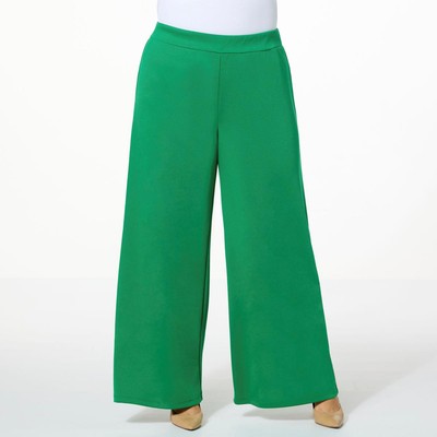 Iman Global Chic All Day Elegance Wide-Leg Ponte Pants Kelly Green XS New