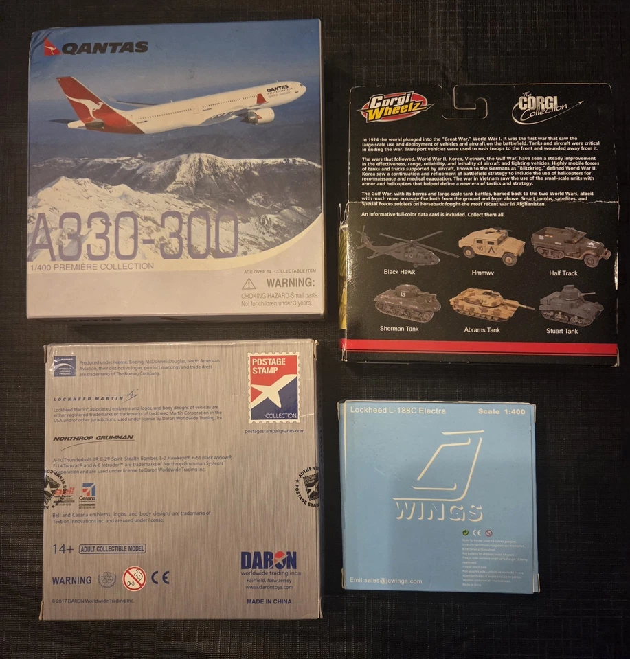 4 Die-Cast Fighter Planes Corgi Wheelz B-24D Liberator JC Wings Qantas Airlines  - Image 2 of 2