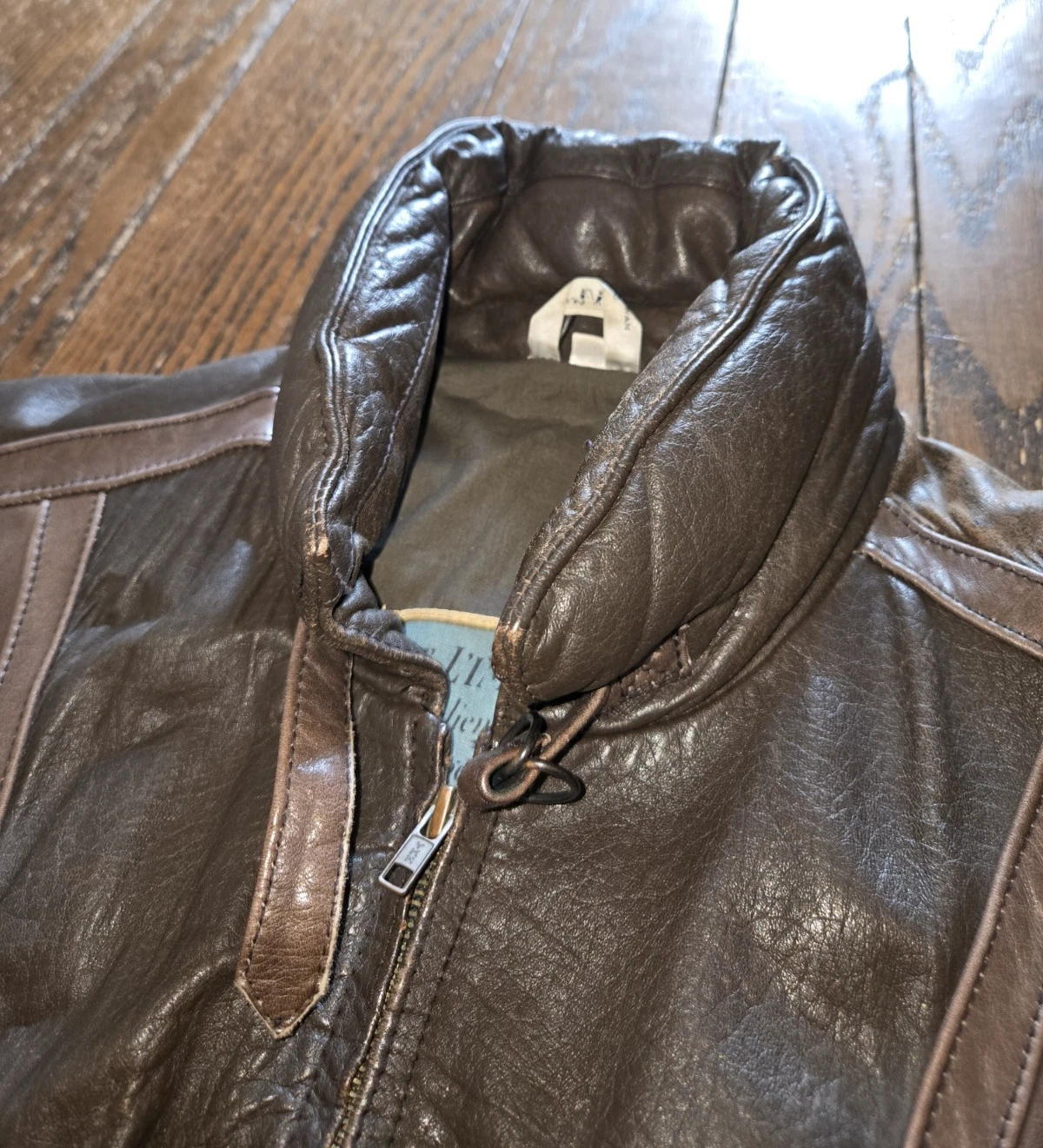 Vtg Aeropostale Compagnie Generale Leather Bomber Jacket Size 46 1980s 90s - product detail image 9