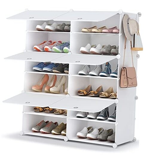 6-Tier Plastic Shoe Rack Cabinet Holds 24 Pairs
