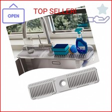 24 Inch Silicone Faucet Mat for Kitchen Sink Splash Guard - 7 Slope Upgraded Wa