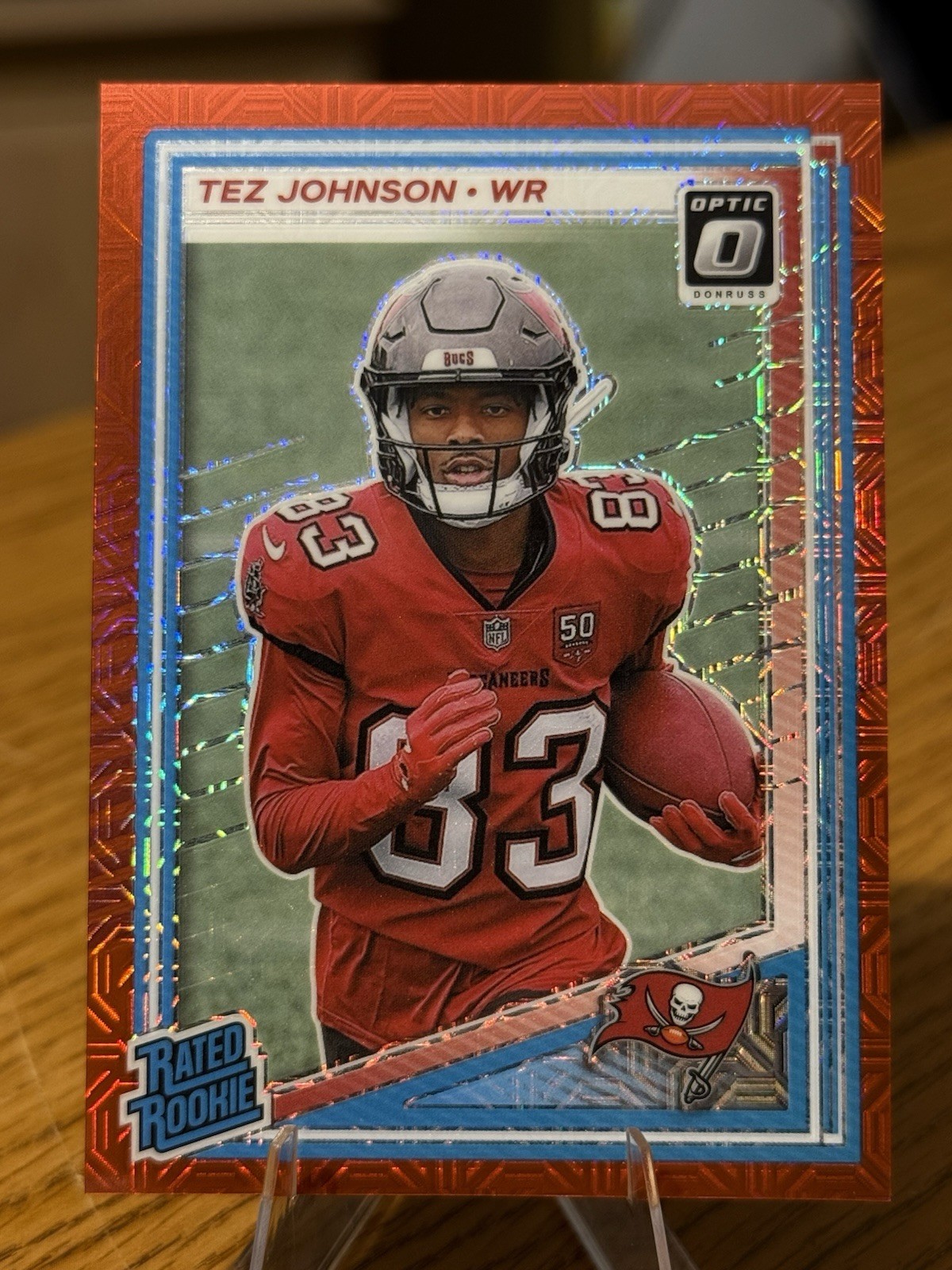 Tez Johnson 2025 Panini Donruss Optic Red Mojo Prizm #231 Buccaneers