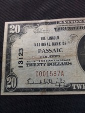 (1) 1929 $20 NBN The Lincoln NB Of Passaic New Jersey Ty1