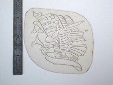 vtg 1960s 1970s Tattoo acetate stencil Eagle Flag Banner signed EA3
