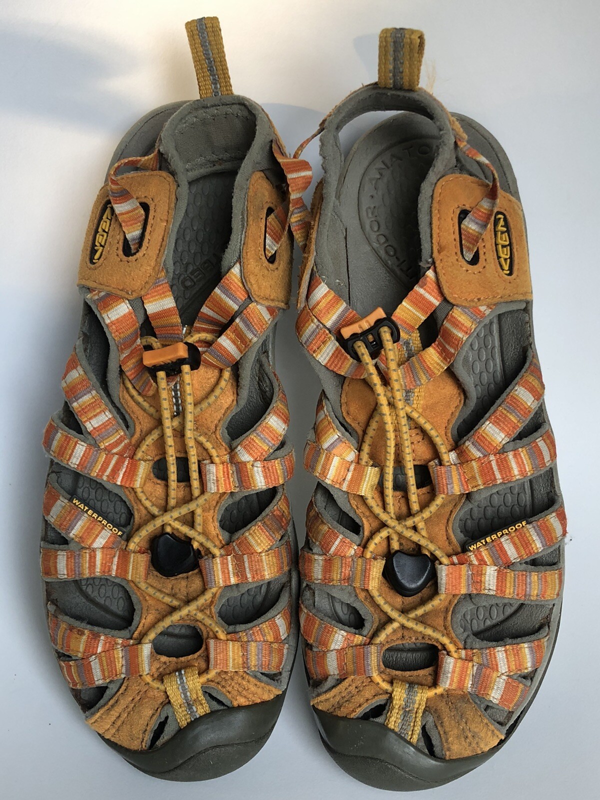 Scarpa sandalo da trekking Keen Whisper stile slide arancione grigio donna taglia 7 usata in ottime condizioni