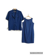 Vintage Woman Sophisticate 2-Piece Blue Dress Suits Size US 18