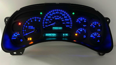 03-05 Sierra Silverado Denali Speedometer Gauge Cluster BLUE LED - NO DIC