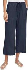 New Splendid Women's Crop Wide Leg Drawstring Pants, Navy, XL