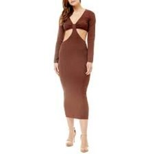 FASHION NOVA BROWN NEW MIDRIFF BODYCON DRESS SIZE SMALL