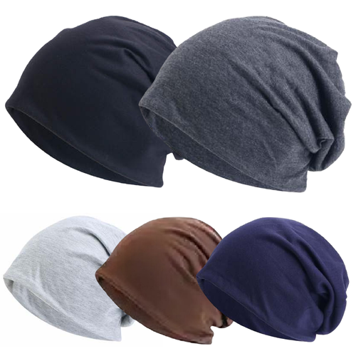 ZYKORT 2er Set Slouchy Beanie Mützen | Dünne Baumwollmützen Für Damen & Herren | Schwarz & Braun