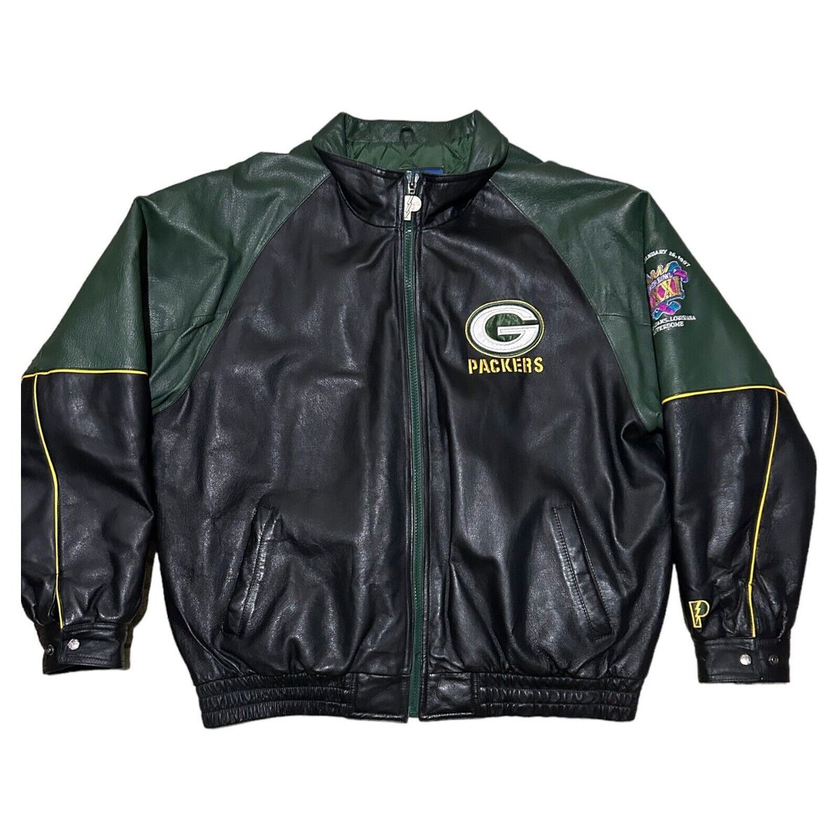Vintage Green Bay Packers Pro Player Leather Jacket Mens XXL Vintage Green Bay Packers Pro Player Leather Jacket Mens XXL