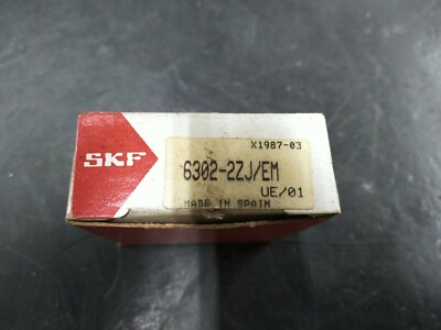SKF 6302-2ZJ/EM Deep Groove Ball Bearing 15mm x 42mm x 13mm Double Shield