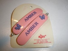 NEW NOS Vintage Pink  Purple AMBER Russ Hair Clips Barrettes