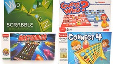 SCRABBLE-GUESS WHO-MASTERMIND-CONNECT4 - traditionelle Kinder Brettspiele NEU