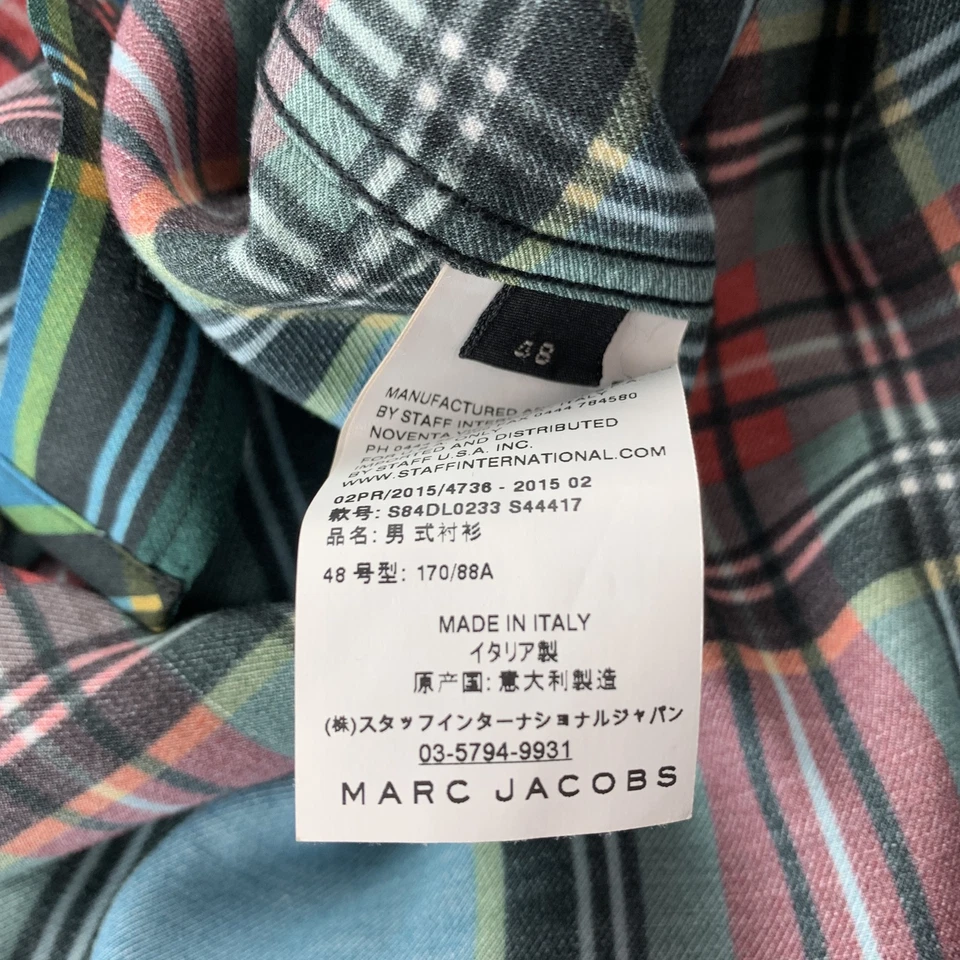 MARC JACOBS TAGLIA S Multicolore Plaid Viscosa Bottoni Manica Lunga Camicia - Immagine 4 di 4