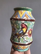 Zulimo Aretini vaso italiano uccellino e fiori