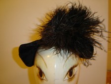 Victorian small black velvet straw hat bonnet small brim mourning vintage