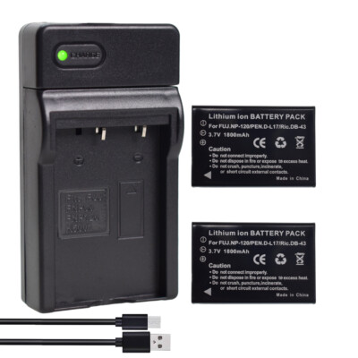 1800mAh 2Pack NP-120 Battery +Charger for Ordro HDR-AC1 HDR-AC3 HDR-AC5 HDR-AZ50