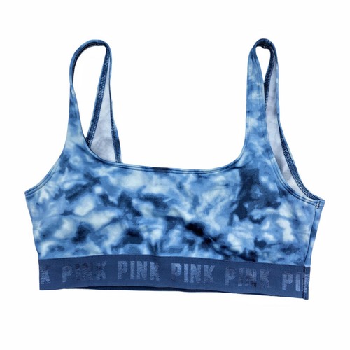 Victoria's Secret PINK Ultimate Scoop Lightly Lined Sports Bra Tie Dye Blue Sm