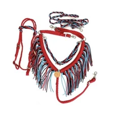 pony Fringe Breast Collar tack set, pony tack, Red pony tack set