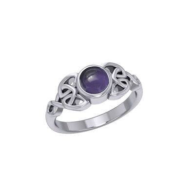 Keltisches Knotenmuster Amethyst 925 Sterlingsilber Ring Feiner Erbe Schmuck