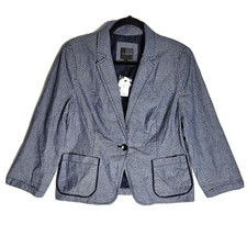 NWT The Limited Women's Blazer Jacket Size Large Grey Notched One Button Coat