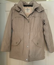 Abercrombie Kids Winter Girls Hooded Coat With Faux Fur Beige Size 11-12