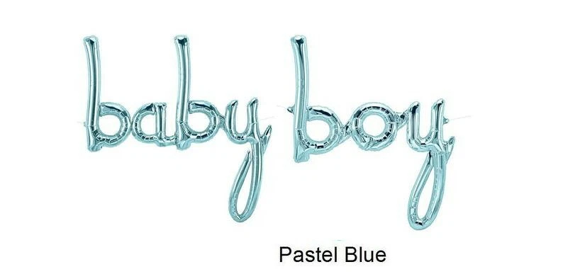 1 Pastel Blue "Baby Boy" Foil Balloon Hand Writing Style Baby Shower Decorations - Image 3 of 4