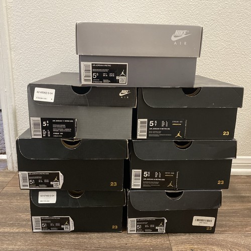 Lot of 6 Nike Jordan Black Empty Shoe Boxes REPLACEMENT BOX SIZES 5.5Y