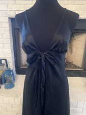 Vtg Gossard Artemis G's Black Long Nylon Nightgown Full Front Slit USA Beautiful