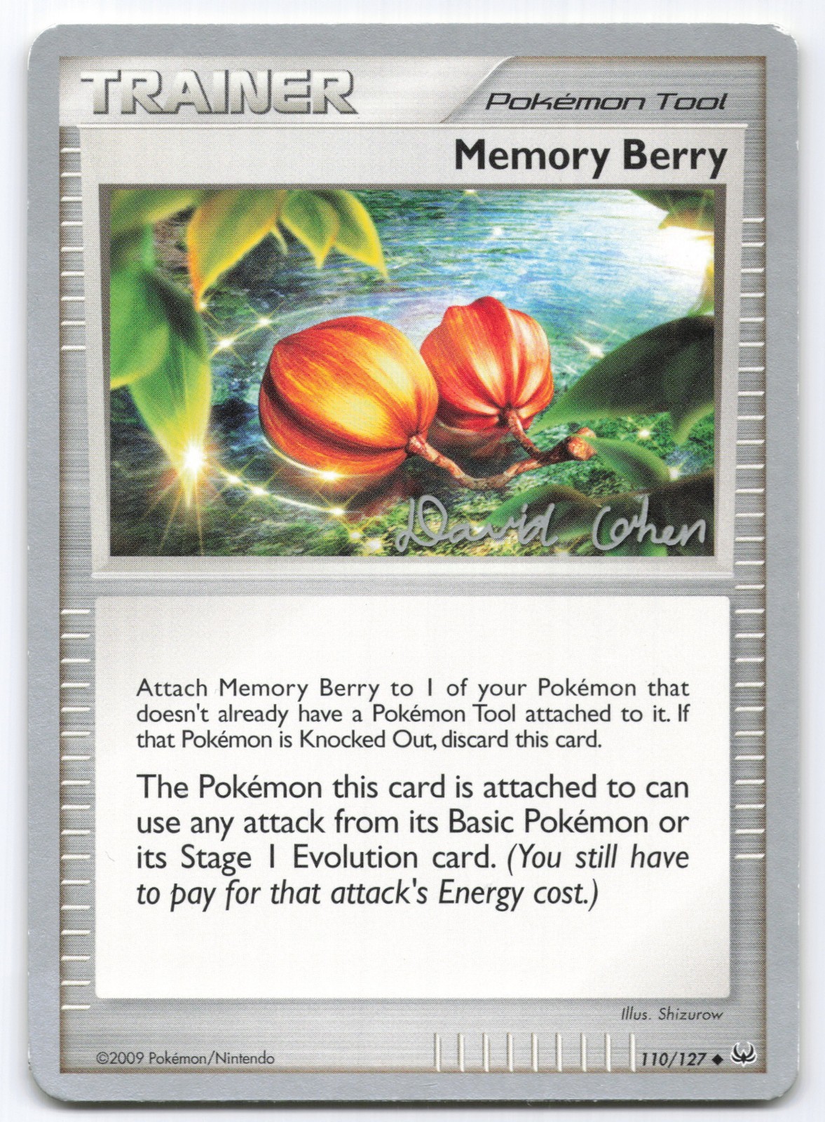 Memory Berry 110/127 2009 World Championships Trainer Pokemon Card David Cohen