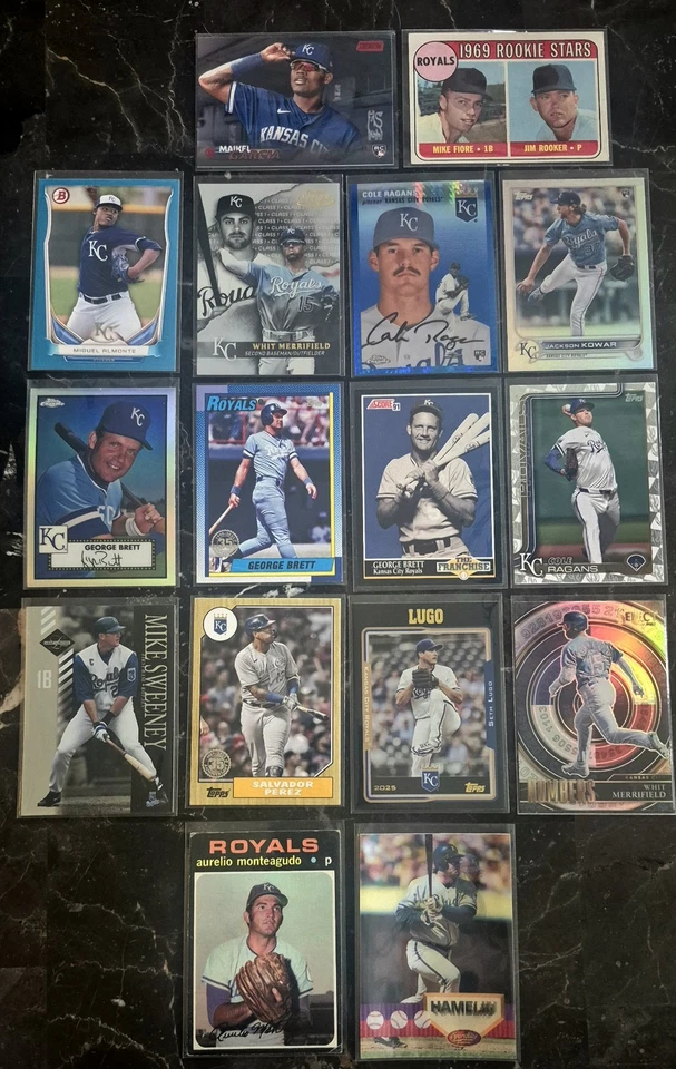 Colección de 155 cartas de Kansas City Royals 2 autos 10 series, paralelos, etc + carpeta Foto 3 de 4