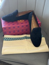 Tory Burch Women’s Black Suede Slip-On Loafer Flats Almond Toe Logo US 8