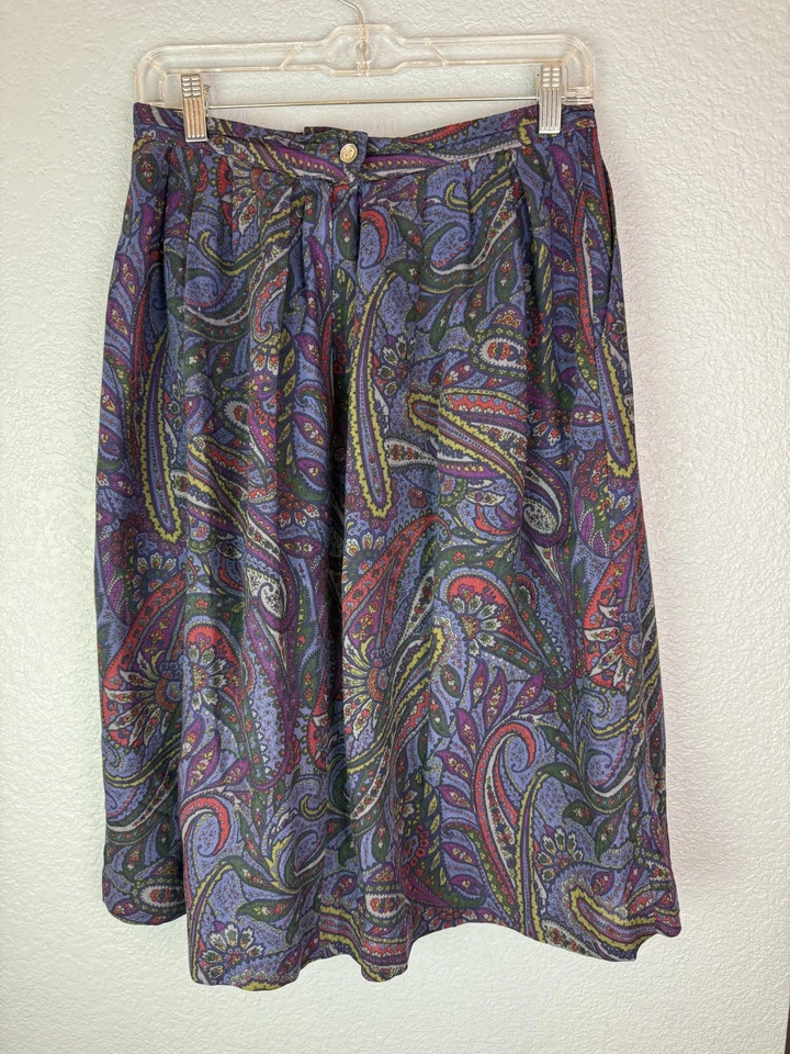 Falda vintage casi nueva para mujer 10 lana cachemira plisada midi hecha en EE. UU. 80 años 90 Foto 4 de 4