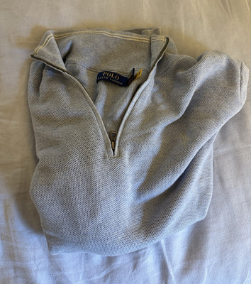 Polo Ralph Lauren Gray 1/4 Zip Mock Neck Knit Pullover Sweater Men s M