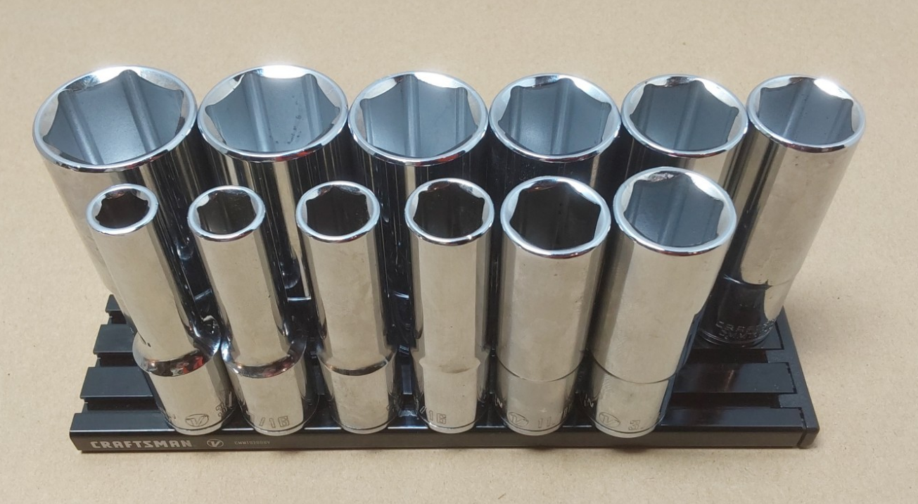 CRAFTSMAN V-SERIES Deep Socket Set, 6 Pt. SAE, 1/2