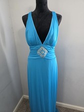 NWT City Triangles Blue Cocktail Maxi Halter Dress With Rhinestones Size...